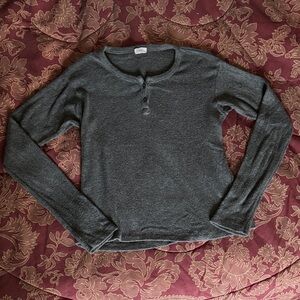Brandy Melville Gray Long Sleeve Henley Shirt